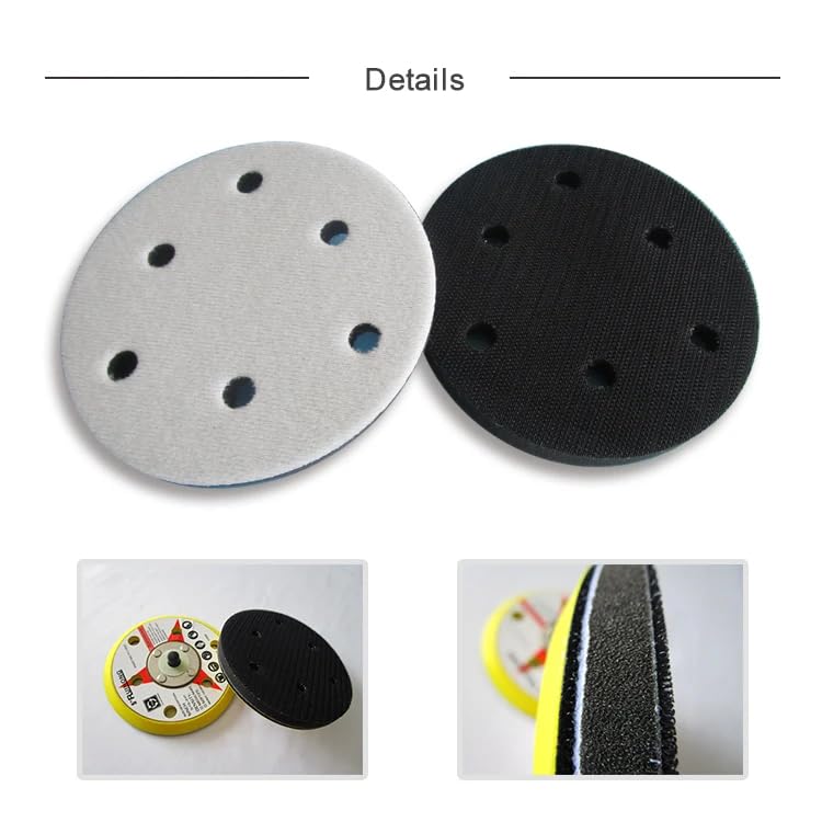 Almohadilla De Interfaz Suave De 5 ", 6 Agujeros, 125mm, Almohadilla De Disco De Espuma Suave Con Gancho Y Bucle Para Amortiguar Y Proteger La Almohadilla De Lijado (paquete De 5)