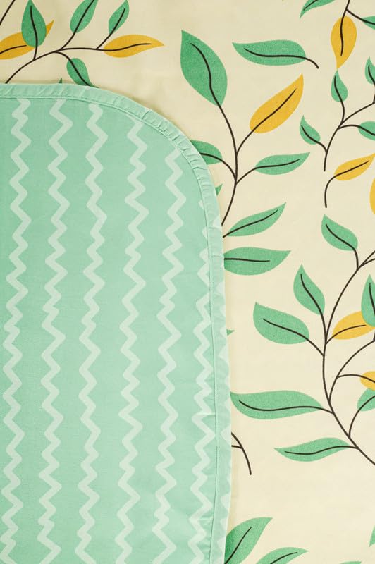 Image of HOMEKART Super Soft Cotton Printed Single |AC Blanket| Quilt /Duvet for Single Bed (90 x 60 inches) |Lightweight, Durable & Skin Friendly - 250 GSM |Single - 150x220 cms, Green & Beige