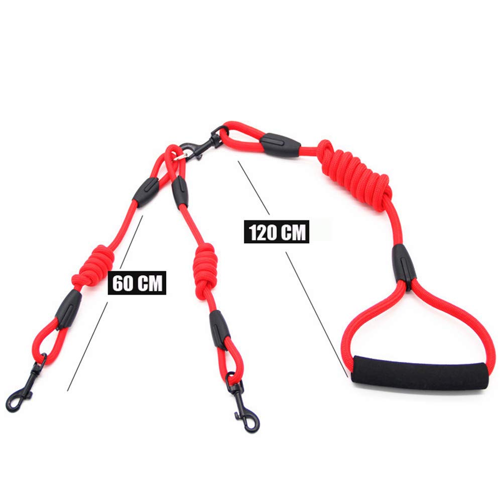 Guinzaglio per cani doppia corda in nylon da passeggio due cani accoppiatore guinzaglio doppio doppio guinzaglio da passeggio collare opzionale corda per tirare 1 pezzo nero corda M 0,8 cm