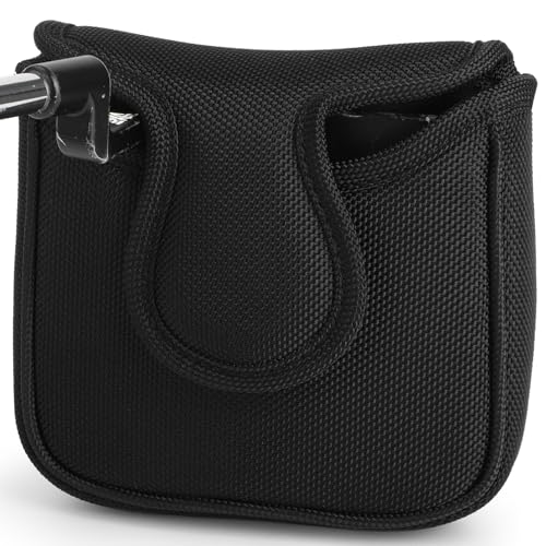 Golf Putter Cover Square Mallet Putter Head Cover Magnetic All Black Mallet Headcover For Men Golfer, Essential Golf Accessories (Black)