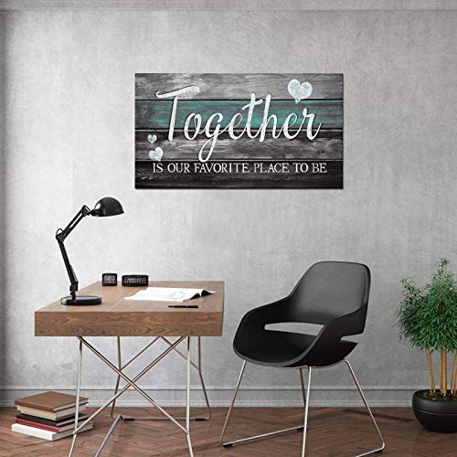 Skenoart Inspirational Quotes Painting Canvas Wall Art Rustic Love Theme Bathroom Picture Prints Modern Signs Poster Bedroom Wall Decor Gift Together Is Our Favorite Place To Be Easy To Hang 20"X36" #TOP4