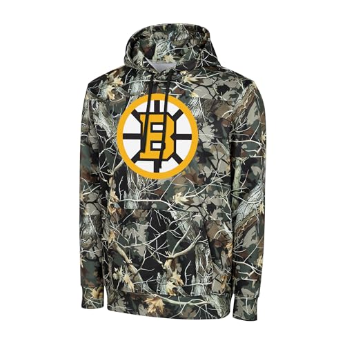 FOCO NHL Mens Official Hunter Camo Primary Logo Performance Pullover Hoodie Sweatshirt (US Alpha Large Regular Regular Boston Bruins - Hunter Camo)