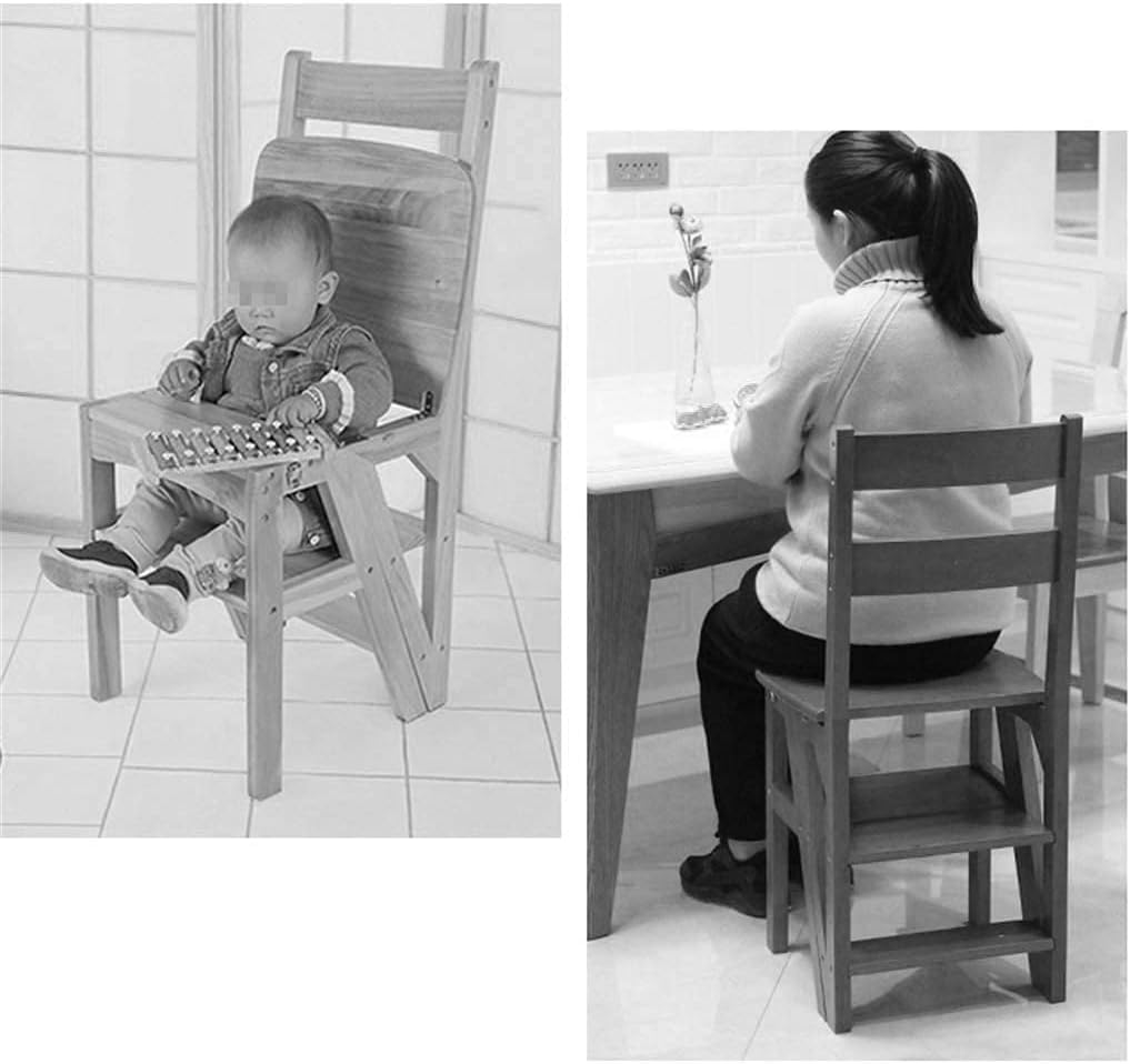 Step Stool for Toddlers Stepladders Folding Solid Wood Step Ladder Stool Chair Multifunction Stepladder Tread Staircase Stairway Chair 300 lb Capacity (Size : 4 Wide Steps)