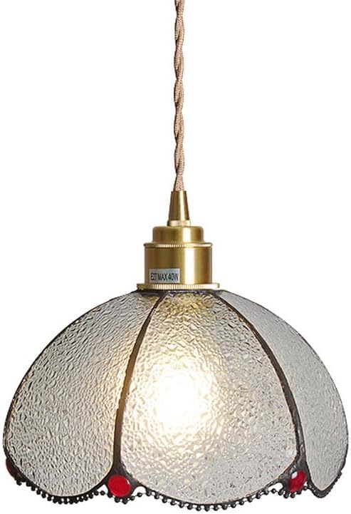 Lampe suspendue rétro japonaise en verre E27 laiton pour chevet