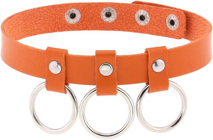 Collana Girocollo Punk Gotico Pelle Pu Nero Con Ciondolo
