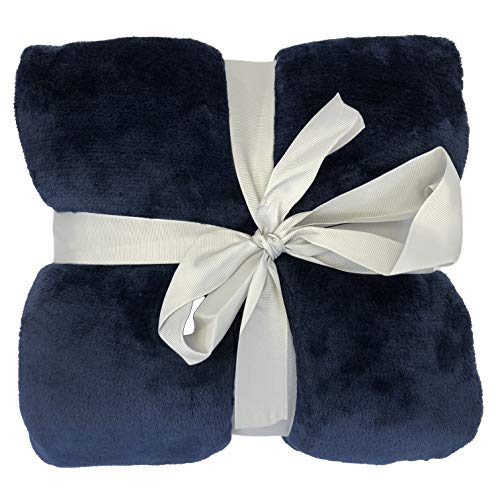 allgala BLK82308 FLANBLANKET Super Soft Flannel Plush Light Weight Throw Blanket-Mint (Navy, 60x45 Inch)