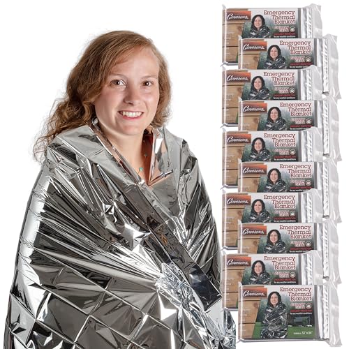 Grizzly Gear Emergency Mylar Thermal Blankets (10 Pack) Survival Kit Camping Space Blanket - Perfect for Hiking, Outdoors, Marathon Runs or First Aid Set- Bug Out Bag Essential - Keep Heat Insulated