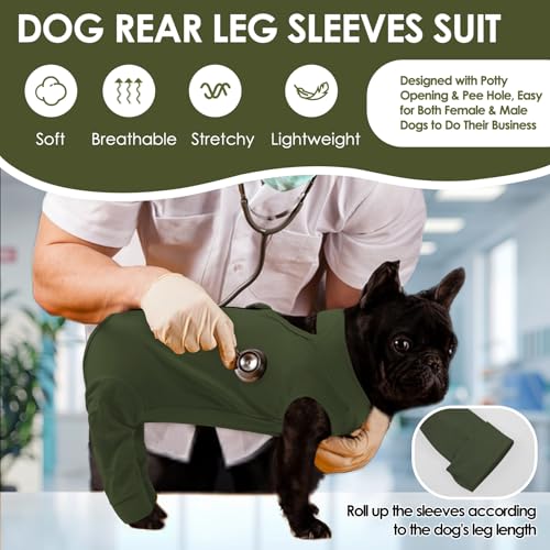 Image of KOESON Dog Recovery Suit for Rear Legs with Back Zipper, Strechy Dog Recovery Onesie After Surgery, Soft Back Leg Sleeve to Stop Licking for Female Male Dogs, Pet Rear Leg Wound Cover for Medium Dogs