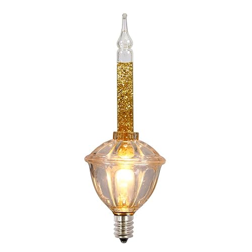 Vickerman 7 Light Gold Glitter Bubble Set with Green Wire