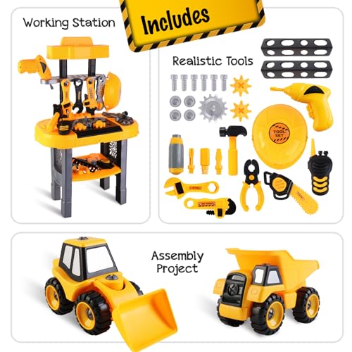 Tomleon WB2021 Toddler Workbench And Tool Set W/ 2 Take Apart Trucks thumb #1