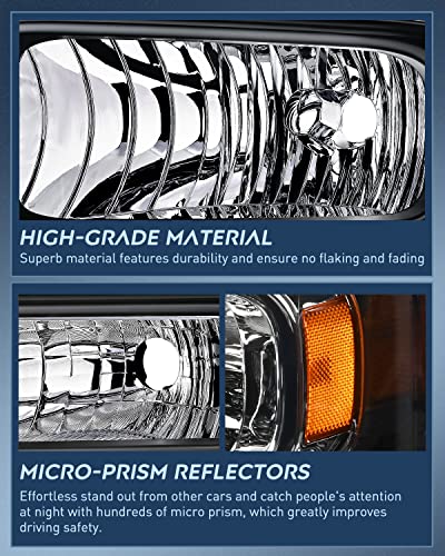 Image of Nilight Headlight Assembly 2005 2006 2007 F250 F350 F450 F550 Super Duty Black Housing Amber Corner Clear Lens 4 Pack Headlights Assembly Replacement