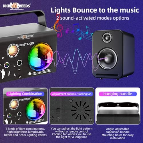 Image of Pick Ur Needs Party Lights DJ Disco Light with Remote - Sound Activated LED Strobe Laser Light Projector for Home, Club, Birthday, Wedding, Christmas, Stage - RGB Color Effects & Patterns