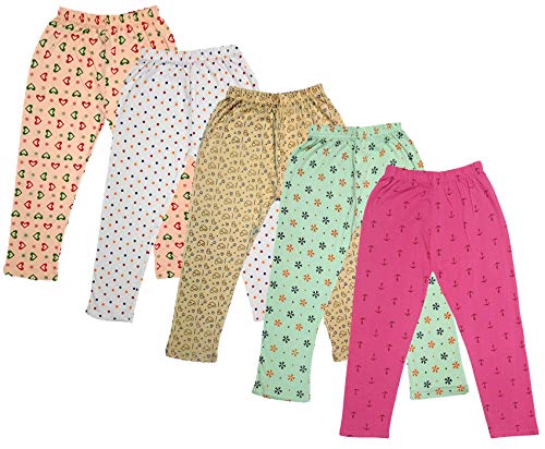 Image of IndiWeaves Girl's Regular Fit Cotton Capri (71800-142143144145148-IW-N-P5-24 Magenta, Green, Beige, White, Peach, 4 Years-5 Years)