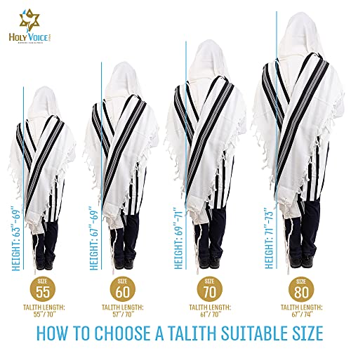 HOLY VOICE Tallit Prayer shawl for women and men – Traditional Kosher Jewish tallit from Israel – Made of Premium Wool3