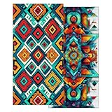 Strandtuch XXL 70x140 cm 2er Set, Mikrofaser Strandtuch Bunt, Schnelltrocknend Saunahandtuch Fitness Handtuch, Sandfrei Strandhandtuch, Saunatuch Damen Badehandtuch Groß, Geschenke für Frauen -3981