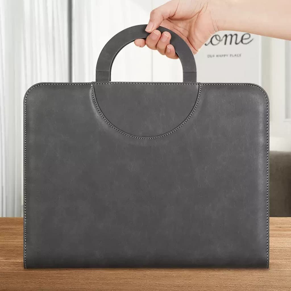 Schreibmappe A4, Portfolios Padfolio Binder Professioneller Reise-Organizer aus Kunstleder mit Griff für Tablet-Dokumente, Ordner, Visitenkarten