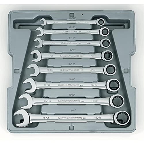 GEARWRENCH 8 Pc. 12 Pt. Ratcheting Combination Wrench Set, SAE - 9308D