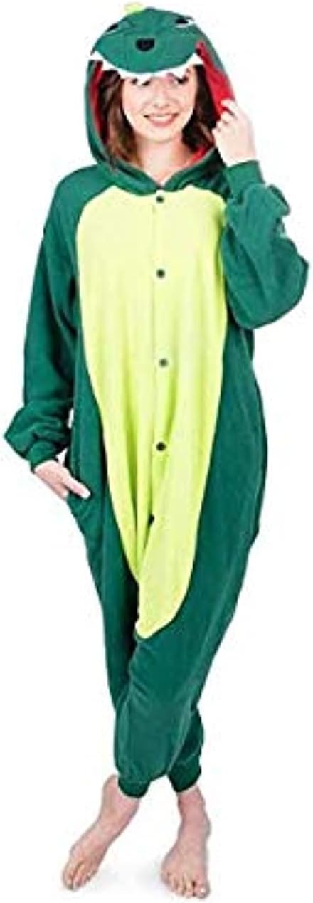 Unisex Flannel Dinosaur Onesies Animal Cartoon Siamese Pajamas (XL)