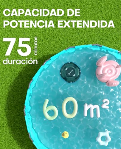 Miniatura 6 de Winny Pool Cleaner Winny 200 Limpiafondos Piscina, Inalámbrico Robot Limpiafondos Piscina, 75min Autonomía, Piscinas Desmontables 60m , Doble Filtración,Estacionamiento Auto Transparente Verde Blanco