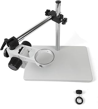 Stereo Microscope Boom Stand - Single Arm 70mm Ring Heavy Duty Aluminum Alloy Arm Bracket Multi-Axis 360 Focusing Lab Table Holder for Microscopes