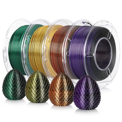 Image of LANDU Silk PLA 3D Printer Filament,Black Green,200G X 4 | Dual Color Filament 1.75mm Pack, Multi Color Change 3D Printing Filament,Dimensional Accuracy + /-0.02mm