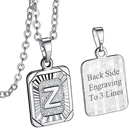 FOCALOOK Letter Pendant Necklace for Women Men Stainless Steel/Gold Plated Initials Jewellery Captial A-Z Alphabet Charm Adjustable Chain 20"+2"inches