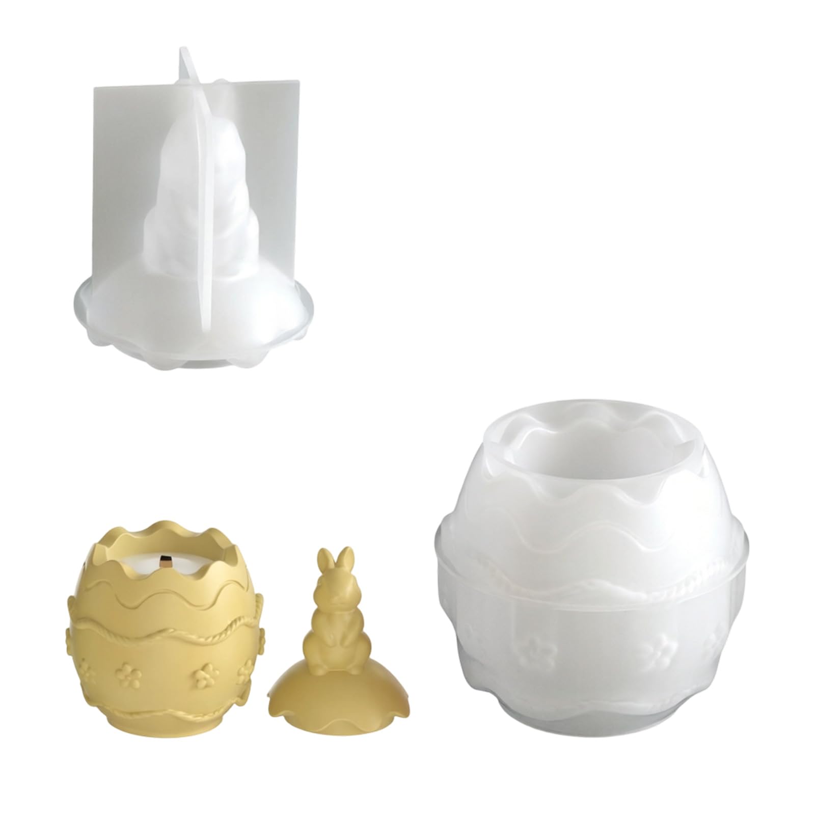 hogtnd Eggs Resin Jar with Lid Hare Eggs Shape Silicone Molds for Making Holder and Holiday Decoration Easter Oocyte Elastomer Cast Rosin Casting Soap Lagomorph Cup Recyclable Elastomer Holiday