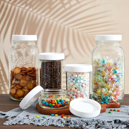 Teenyyou 6 tampas de silicone para potes de conserva espessos à prova de vazamento para frascos de conserva de 70 mm, tampas reutilizáveis grandes para latas (brancas)