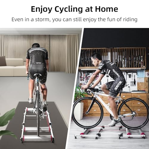 ROCKBROS Bike Rollers Adjustable Bike Trainer Stand Foldable Indoor Cycling Bicycle Roller with Resistance for MTB Road Bike Exercise