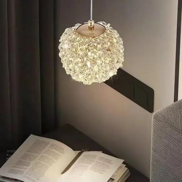 Lampe en cristal chaude et romantique petite suspension de luxe ronde pour plafond moderne