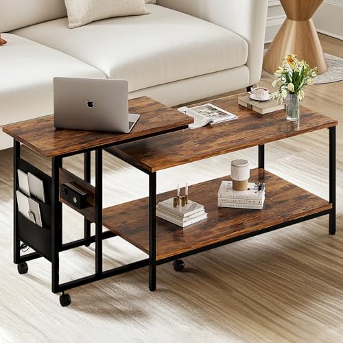 VECELO Coffee Table Set of 2 - Adjustable Height with