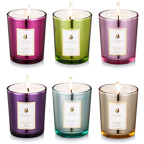 Scented Candles 100% Natural Eco-Friendly Soy Wax,Flower Fragrance & Essential Oils & Stress Relief,Set Gift of 6