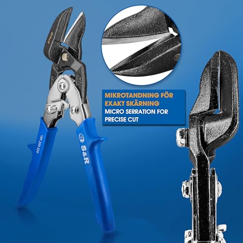S&R Tin Snips Ideal Series 260mm – Left Cut – Industrial Sheet Metal Shears for Steel, Copper, INOX – HRC 60–62 Hardened Blades - Image 4