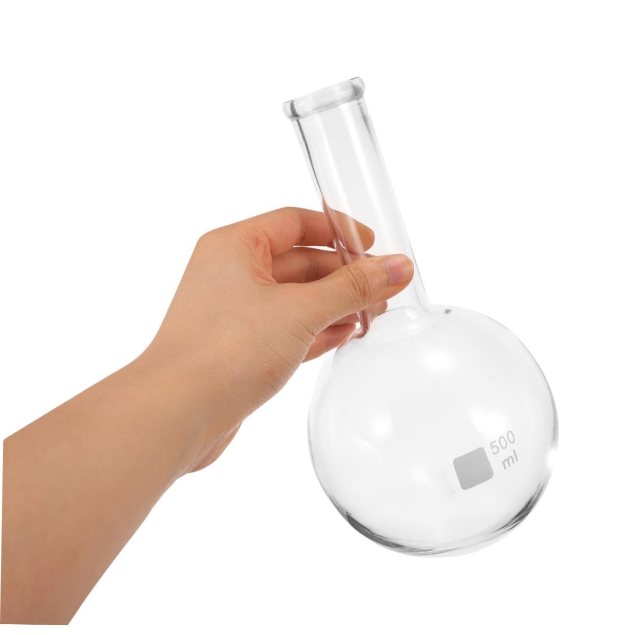500ml Glass Distillation Flask with Scale Long Neck Flat Bottom Laboratory Flask for Chemistry Experiments for Scientific Use