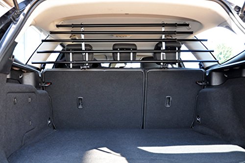 dobar® 62200 Walky Barrier Trenngitter Universal Umklappbar- Kofferraum Hundegitter - Auto Transportschutzgitter für die Kopfstütze - Gepäckgitter für Hunde Edelstahl - 28-36 x 82-141 cm - Schwarz