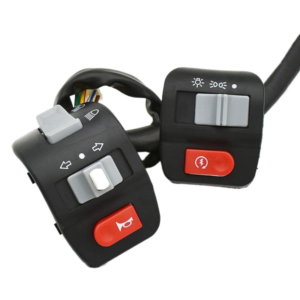 Interruptores de Control de Mano Izquierda y Derecha Compatible con Electric Bikes y – Horn, Turn, Fog Lamp, Función de Inicio (1 Pareja)