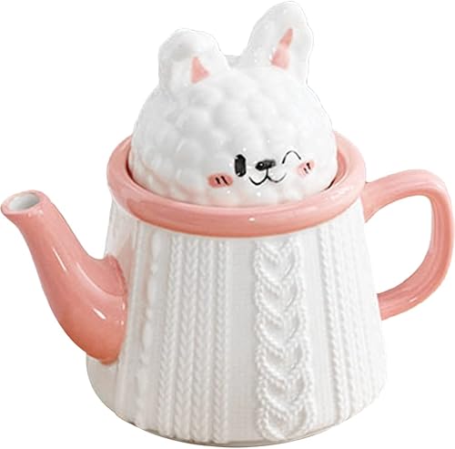 Miniatura 1 de UPKOCH Cerámica Water Cute Cartoon Rabbit Porcelana Tetera Jugo Hervidor de agua de gran capacidad tetera de cerámica para frutas con leche jugo té