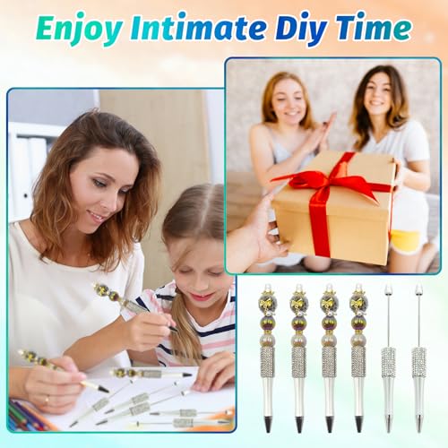 Image of 150 Pcs DIY Diamond Beadable Pen Kit - 50 Plastic Rhinestone Beaded Pens Bulk with Refills & Bags - Fancy Cute Glitter Pens for Crafting, Students & Teachers - School Supplies (Silver)