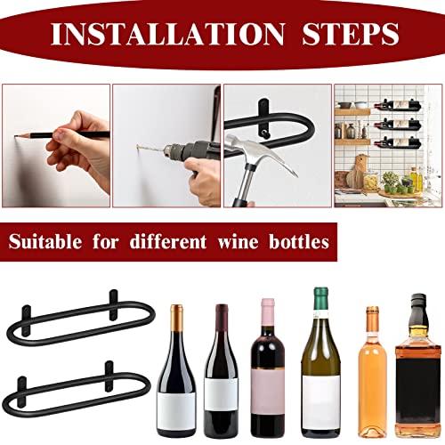Image of Wall Mounted Wine Rack, 12 Pack Black Metal Wine Bottle Holder | foldable wine rack, heavy duty wine bottle holder, metal wine shelf,scratch proof wine storage