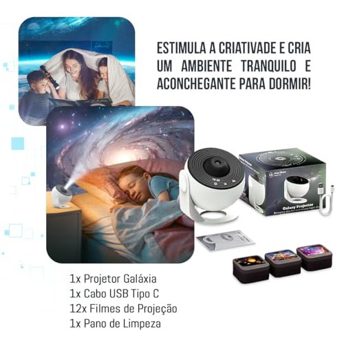 Projetor Galáxia Luminária Abajur Mesa Quarto Led Estrelas