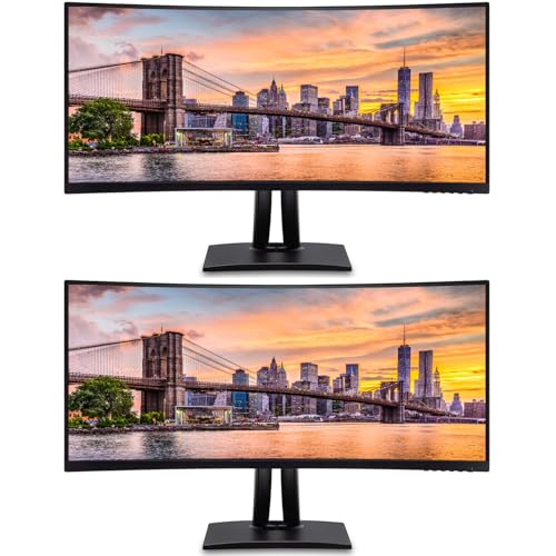 Image of ViewSonic VP3456a 34-inch Curved 2K UWQHD Premium Monitor, 2-Pack Bundle with ColorPro, Full Dock, HDMI, DisplayPort, USB Hub, 100W USB-C, Ethernet and Integrated Speakers
