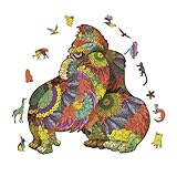木製パズル 木製ジグソーパズル 100 200 300ピース 動物パズル キグミ 木製 パズル 大人 子供 おもちゃ (S-小, ゴリラ)
