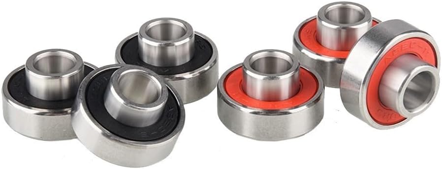 608 2RS Long Plate Integrated Bearings with ABEC11 Precision for High Speed and Silent Operation, Pre Lubricated Steel Bearings Suitable for Skateboards, Scooters, Inline Skates (Red 4pcs)