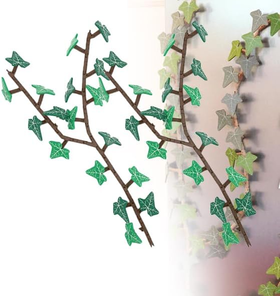 イングリッシュアイビー冷蔵庫マグネット、関節式ステム付き磁気アイビーリーフクリップ、冷蔵庫またはロッカー用3Dプリントマグネット(2