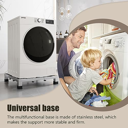 Image of Heavy duty All Stainless Steel Mini Fridge Stand Washer and Dryer Stand with 4 Strong Feet Heavy Duty Washing Machine Stand Base&Appliance Universal Base(Large Stand)