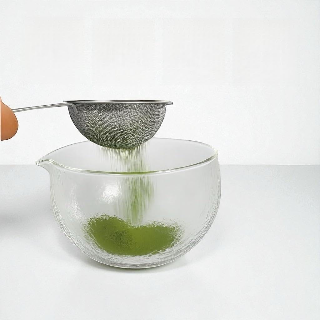 Buy Clear Textured Glass Matcha Bowl with pouring Spout 5.12
