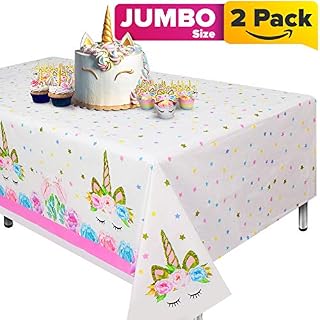 Unicorn Tablecloth, Set of 2 Unicorn Table Cloth for Birthday Party, Extra-Large 108”x54”