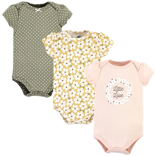 Image of Hudson Baby Cotton Short Sleeve Bodysuits, 3 Pack Shirt