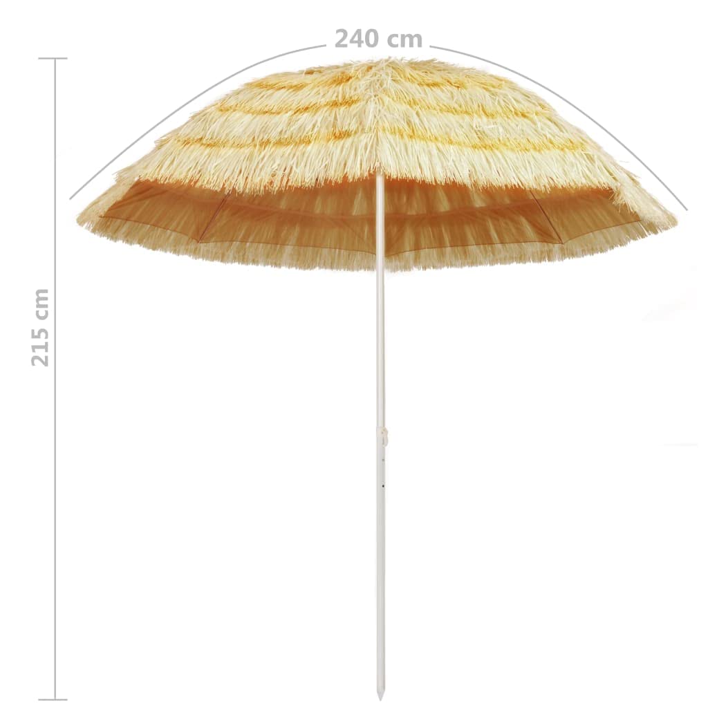 INLIFE Sombrilla de playa natural 240 cm estilo hawaiano