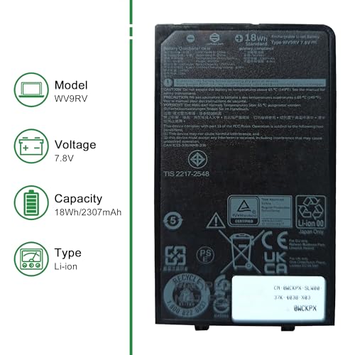 Image of WV9RV 451-BDHV Laptop Battery Replacement for Dell Latitude 7030 Rugged Extreme Tablet Pro Rugged 10 Tablet RA00260 Series WCKPX 0WCKPX 34NWX 034NWX VM2HR WCKPX CPX-WCKPX 7.8V 18Wh 2307mAh